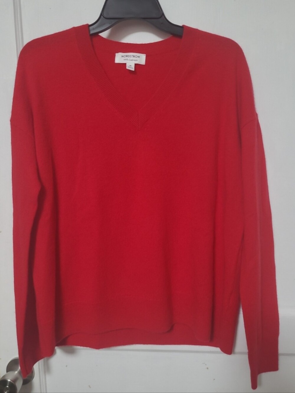 Nordstrom Relaxed V-Neck Cashmere Sweater Bright Red MEDIUM